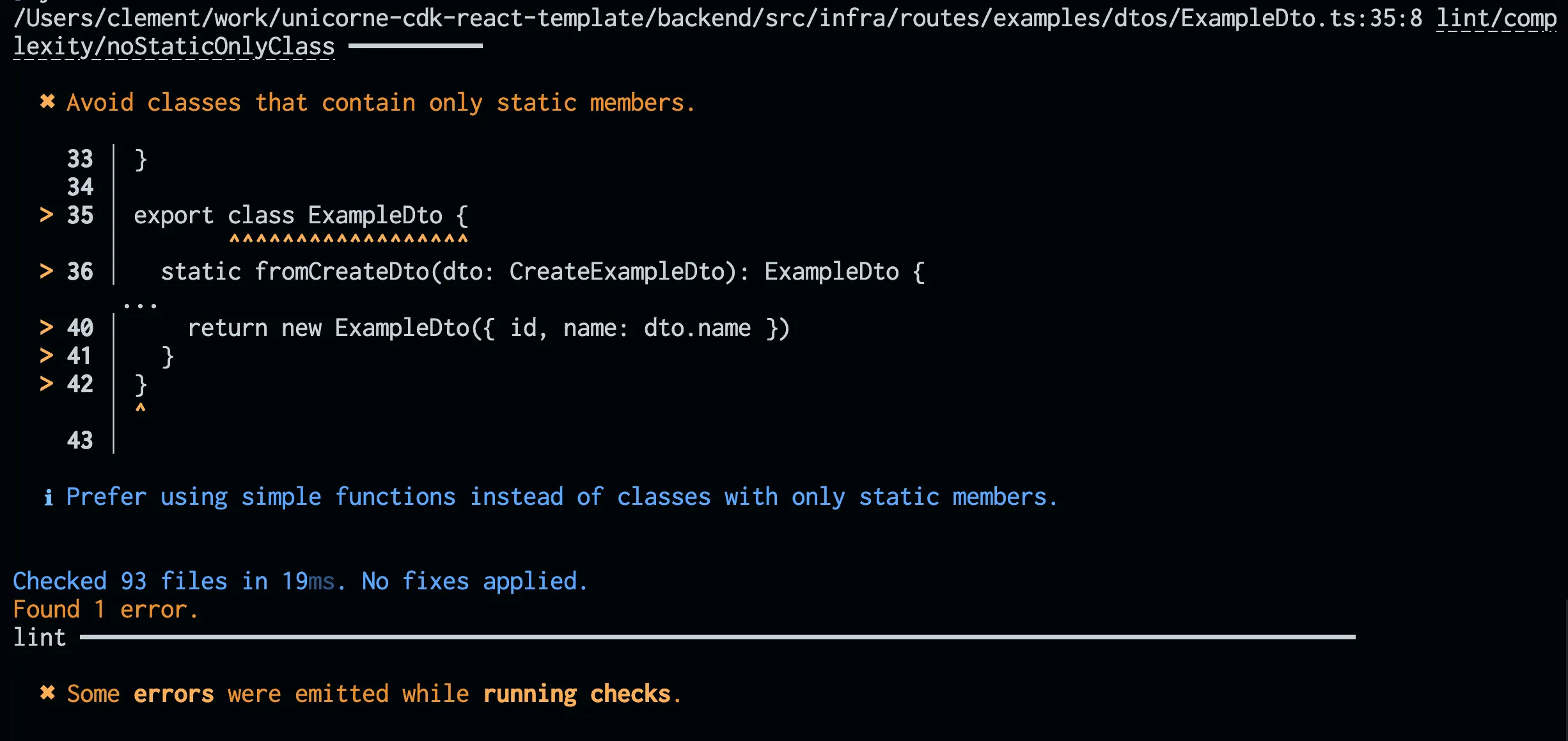 Message d'erreur BiomeJS