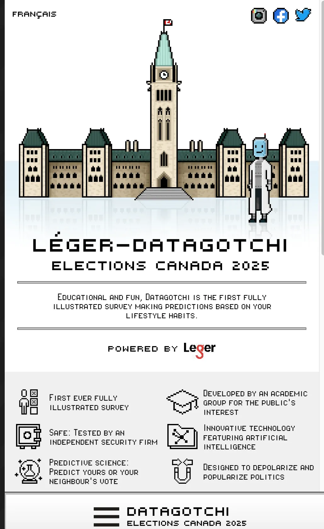 Page d'accueil de l'édition Élections Canada 2025.