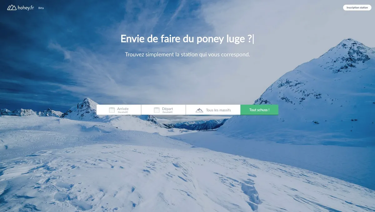 Page d'accueil avec recherche intuitive - Interface épurée pour trouver rapidement sa station idéale