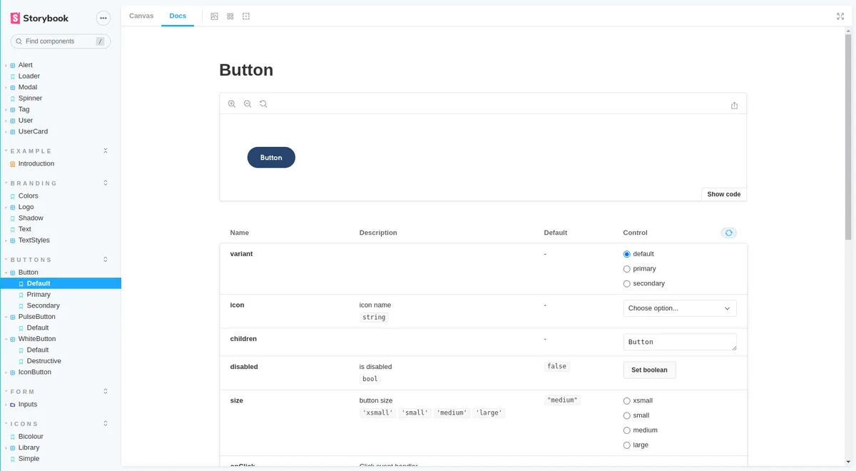 Design System avec Storybook - 50+ composants réutilisables suivant l'Atomic Design pour une cohérence totale